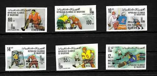 Mauritanie: 6x Jeux olympiques d'hiver 1980, Lake Placid #671-76, imprimé, **