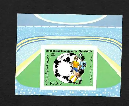 Mauretanien:Fußball WM 1986, Mexico, Block #64B, postfrisch