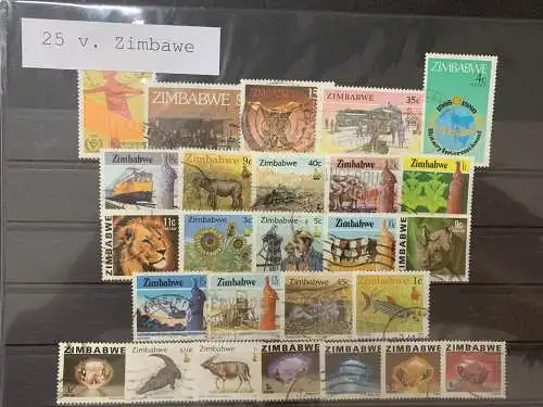 25 verschiedene Zimbabwe Briefmarken, 25 different Zimbabwe stamps