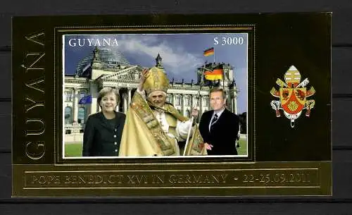 Guyana: Le pape Bendedikt XVI visite l'Allemagne, bord du bloc d'or, **