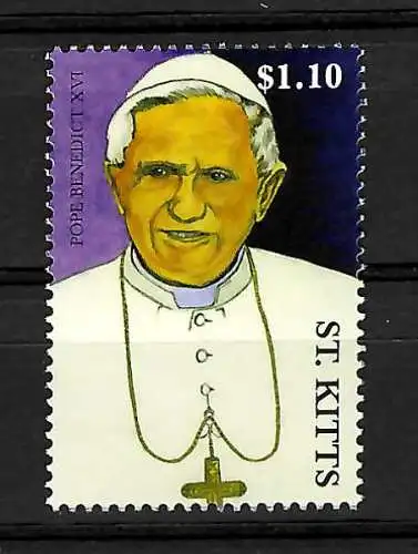 St. Kitts: Papst Bendedict XVI, postfrisch