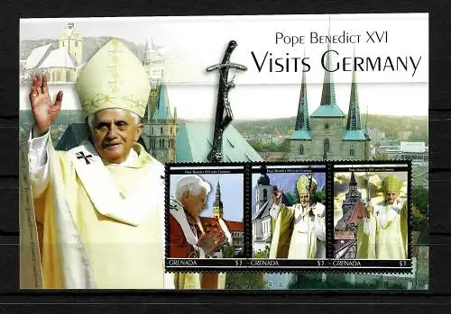 Grenada: Papst Bendedict XVI besucht Deutschland, postfrisch