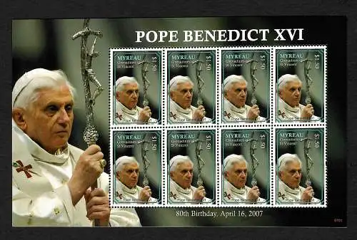 Grenadines de Saint-Vincent: le pape Benedict XVI, bloc frais