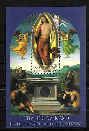 Vatikan: Altarbild des Perugino, #159, Block #25, postfrisch