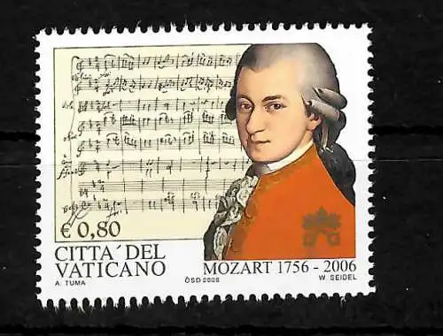 Vatican: 250e anniversaire de Wolfgang Amadeus Mozart, #1553, frais de port