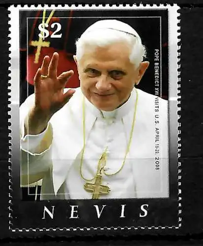 Nevis: Papst Bendedict XVI in den USA,  postfrisch, **