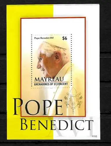 St. Vincent & Grenadinen: Papst Bendedict XVI,  Block, postfrisch