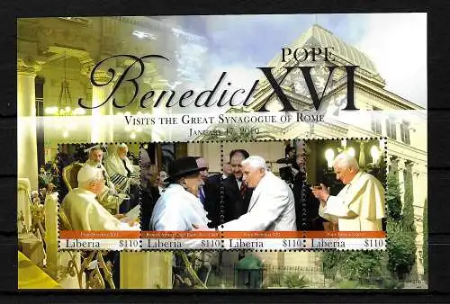 Liberia: Papst Bendedict XVI, Besuch der großen Synagoge in Rom, Block 