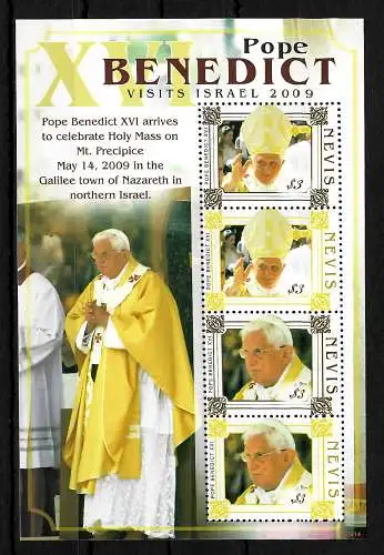 Nevis: Papst Bendedict XVI, Besuch in Israel, Block **