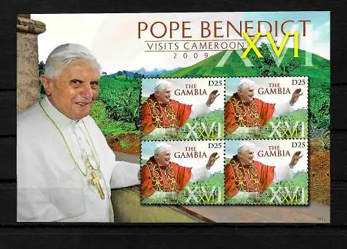 Gambia: Papst Bendedict XVI, Besucht Kamerun, Block **