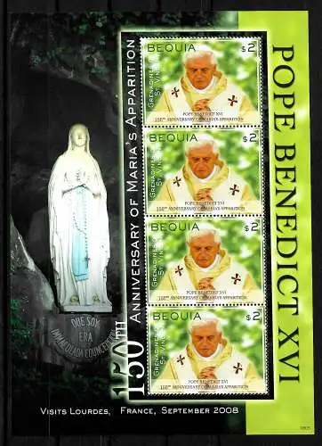 St. Vincent und Grenadines: Papst Bendedict XVI, 150. Geburtstag, Block **