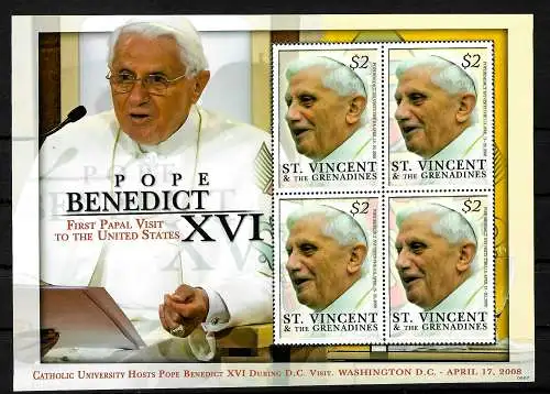 Saint-Vincent-et-les-Grenadines: le pape Bendedict XVI, aux États-Unis, bloc **