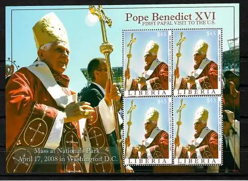 Liberia: Papst Bendedict XVI, in den USA, Block **