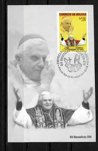 Bolivien: Papst Bendedict XVI, #1605, Maximumkarte