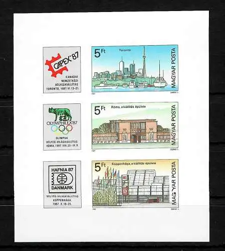 Ungarn: Briefmarkenausstellung CAPEX OLYMPHILEX, HAFINA Block #189B postfrisch