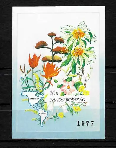 Ungarn: Blumen Amerikas, Block #214B, postfrisch