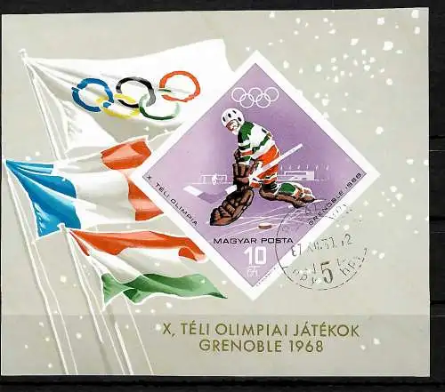 Ungarn: Olympische Winterspiele '68, Grenoble, Block #62B, gestempelt