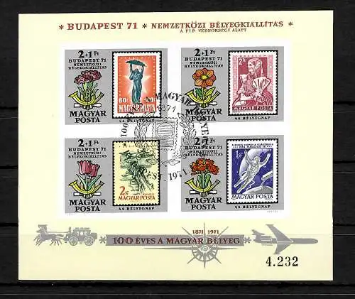 Ungarn: Briefmarkenausstellung Budapest '71, Block #83B, gestempelt