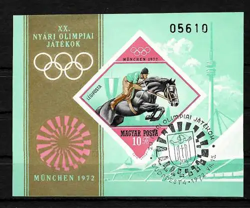 Ungarn: Olympische Sommerspiele München 1972, Block #91B, gestempelt