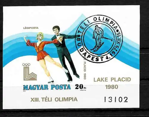 Ungarn: Olympische Winterspiele 1980, Lake Placid  #140B, gestempelt