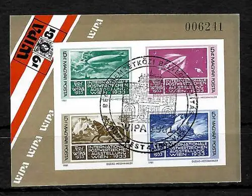 Hongrie: exposition de timbres WIPA 1981, Vienne #150B, cacheté