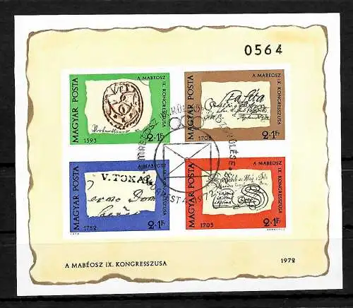 Ungarn: Tag der Briefmarke 1972,  #88B, gestempelt
