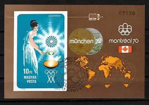 Hongrie: Jeux olympiques d'été 1972 Munich #96B, cacheté