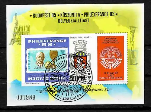 Ungarn: Briefmarken Ausstellung PHILEXFRANCE '82, Paris,  #157B, gestempelt