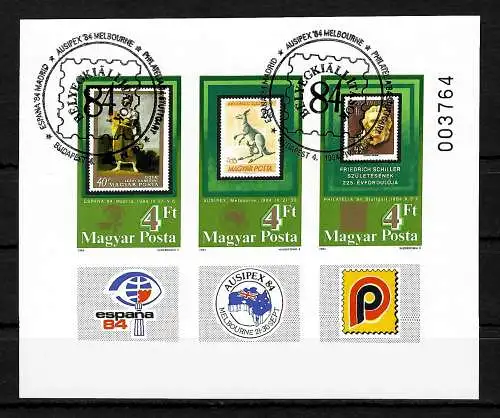 Ungarn: Briefmarken Ausstellungen ESPANA, AUSIPEX, PHILATELIA,  #171B gestempelt