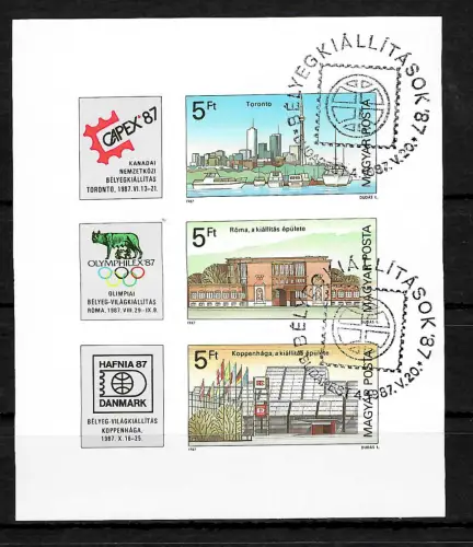 Ungarn: Briefmarken Ausstellungen CAPEX, OLYMPPHILEX,HAFNIA,  #189B gestempelt