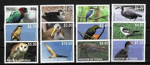 Tonga: Oiseaux, 12 timbres, #1754-65