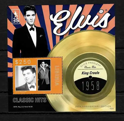 Liberia: Elvis Presley: King Creole, 1958, Block postfrisch