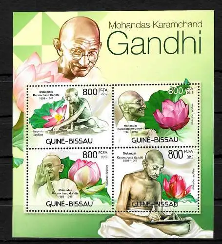 Guinea-Bissau: Mohandas Karmchand Gandhi, Block postfrisch, **