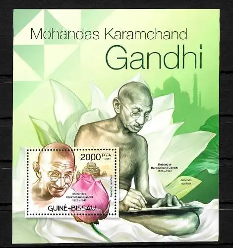 Guinea-Bissau: Mohandas Karmchand Gandhi 1869-1948, Block postfrisch, **