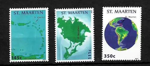 Sint Maarten: Landkarten von St. Maarten, postfrisch