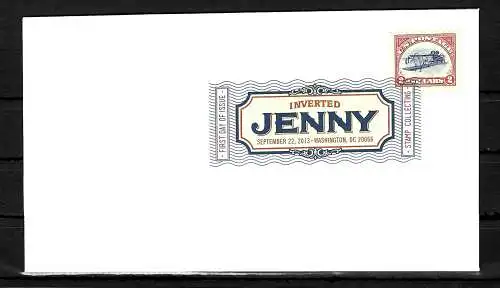 États-Unis: Inverted Jenny, FDC, 2013 avec un cachet coloré