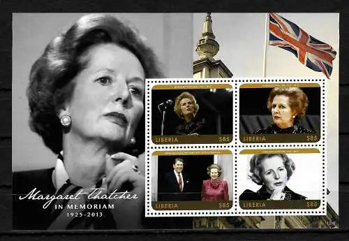 Liberia: Margaret Thatcher, dans le Memoriem, bloc, frais de port