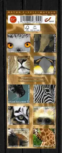 Belgique: Nature 2013, Animaux, Timbres Lettres, frais de port