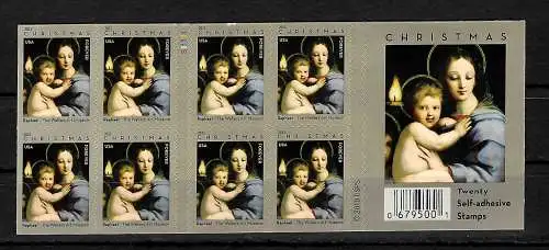 Etats-Unis: Madonna, Noël/Noël 2010, timbres, SSP frais de port