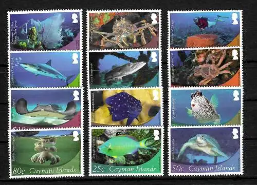 Îles Caïman: Faune marine, 12 timbres post-fraîchissement, **