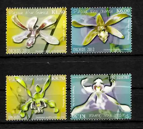 Papouasie Nouvelle Guinée: Orchidées 2013, 4x timbres frais