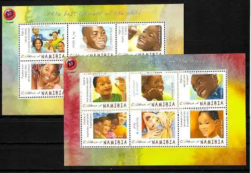 Namibia: Kinder von Namibia, 2 Briefmarken Blocks, postfrisch