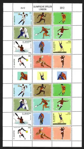 Sint Maarten: Olympische Sommerspiele London 2012, Zusammendruck postfrisch