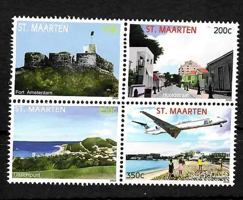 Sint Maarten: Zusammendruck Landschaften, postfrisch