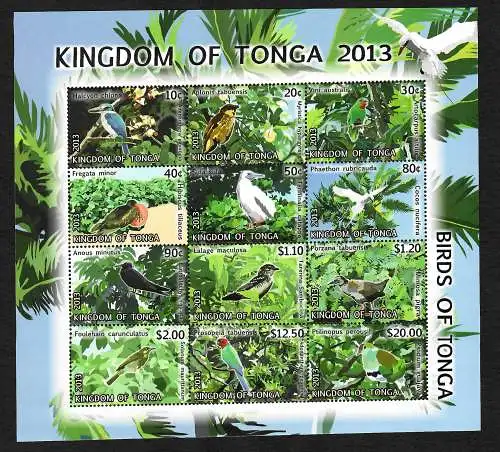 Tonga: Vögel, 12 Briefmarken postfrisch, Flora und Fauna