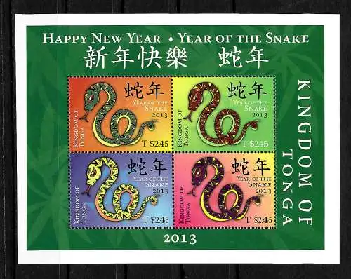 Tonga: Year of the Snake, 2013, année chinoise de la queue après la fraîcheur