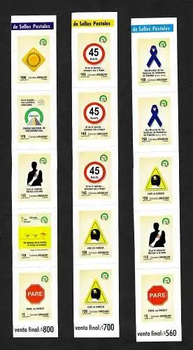 Uruguay: Sicherheit im Straßenverkehr, 15 Briefmarken selbstklebend, postfrisch