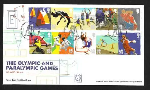 GB: Jeux olympiques 2012, FDC Nr. 3, Paralympic Games