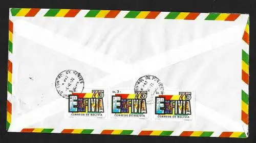 Bolivie: 25 ans de couronnement Reine Elisabeth, exposition Honduras 78, bloc 78