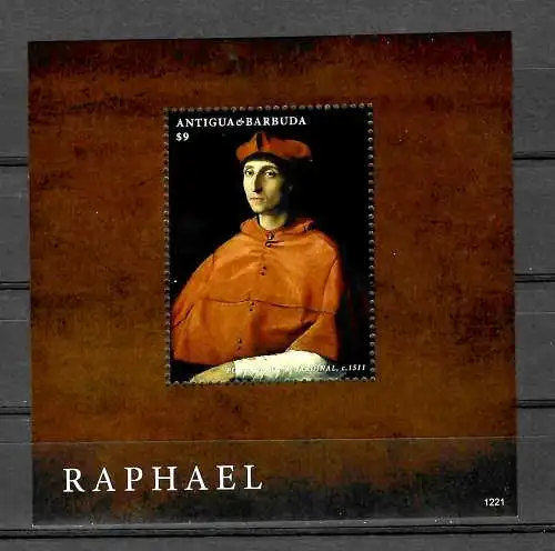 Antigua: Raffael/Raphael: Bildnis eines Kardinals, postfrisch